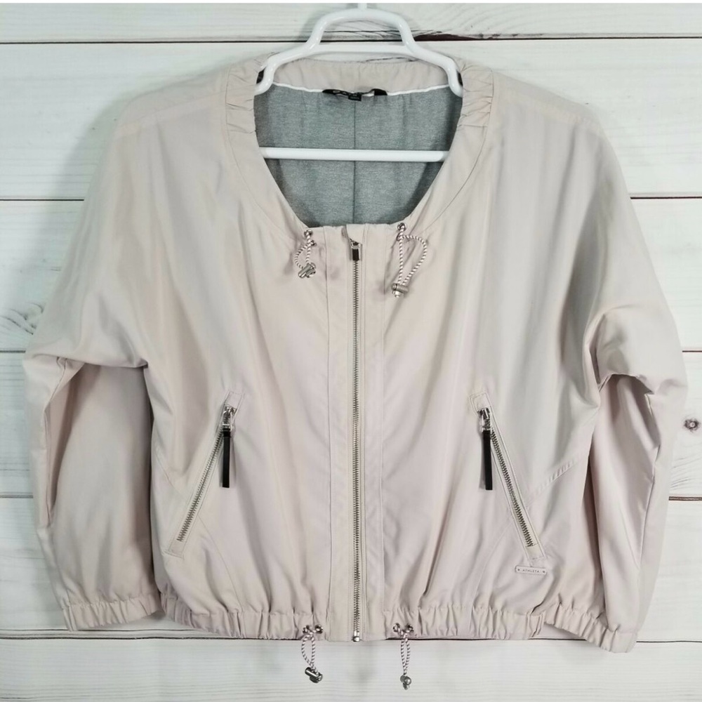 Athleta Chill BomberJacket Small Beige EUC